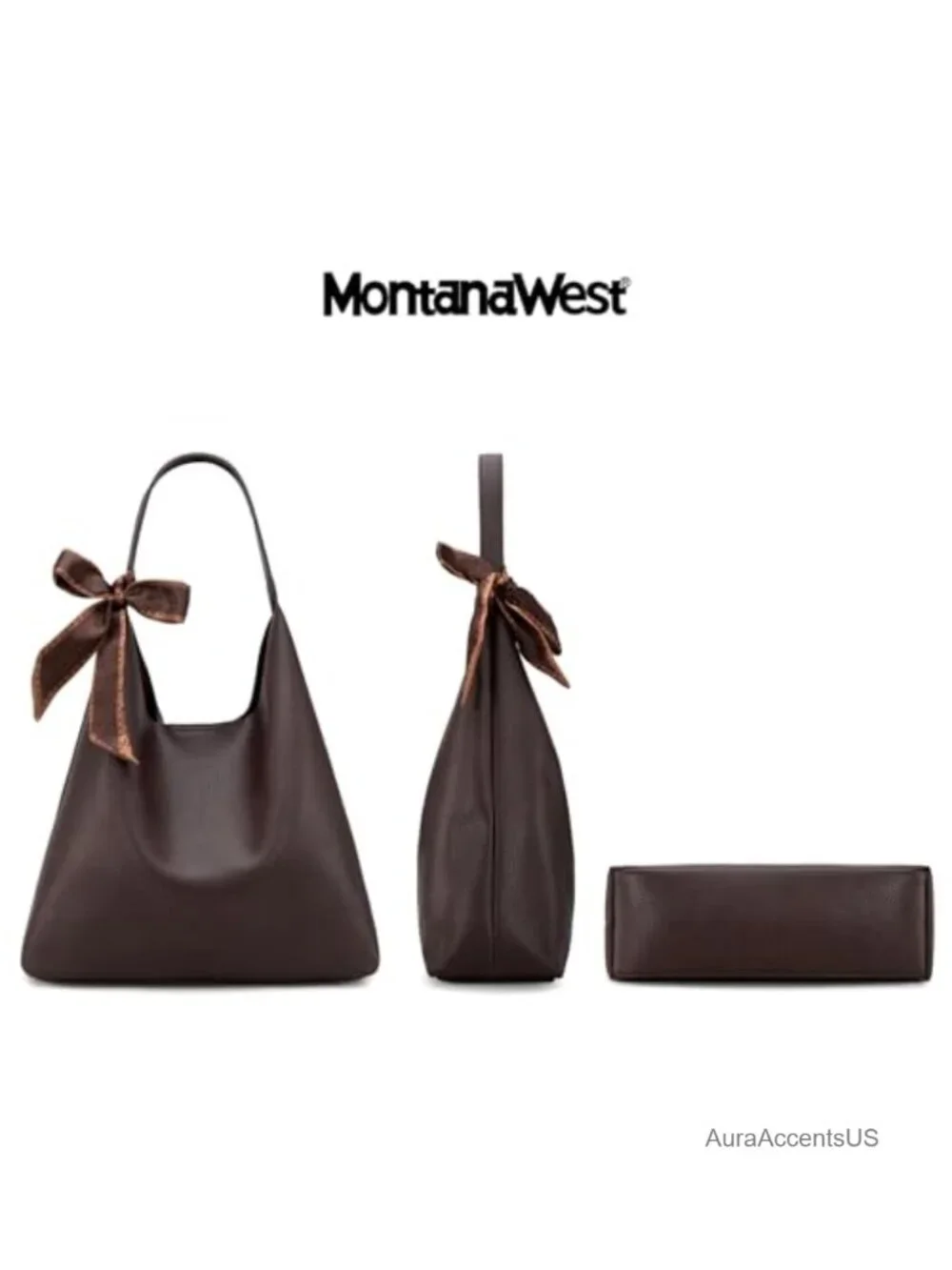 Slouchy Hobo Bag for Women Shoulder Purses with Scarf Faux Leather